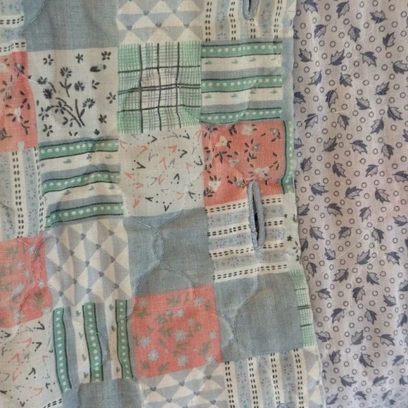 Vintage handmade patchwork Quilted duster Maxi swing coat Jacket sz S-L - Picture 14 of 16